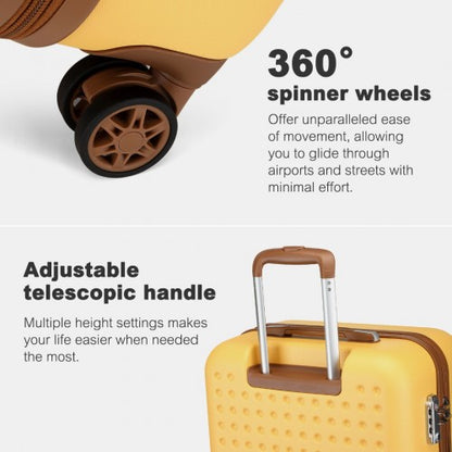 KSK2486 - Kono Stylish ABS+PC 24 Inch Polka Dot Hard Shell Suitcase With TSA Lock - Yellow And Brown