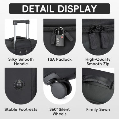 KSK2491 - Kono 24 Inch Lightweight Durable Soft Shell Suitcase with TSA Lock and Separate Wet/Dry Compartment - Black
