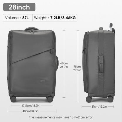 KSK2491 - Kono 28 Inch Lightweight Durable Soft Shell Suitcase with TSA Lock and Separate Wet/Dry Compartment - Grey