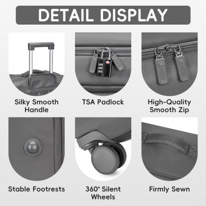 KSK2491 - Kono 28 Inch Lightweight Durable Soft Shell Suitcase with TSA Lock and Separate Wet/Dry Compartment - Grey