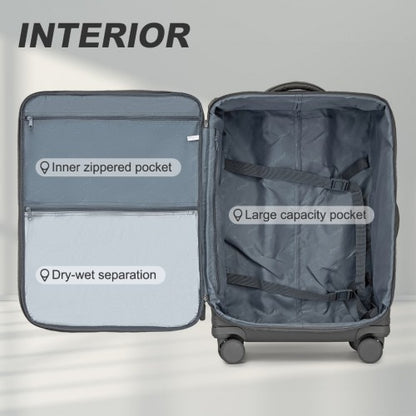 KSK2491 - Kono 28 Inch Lightweight Durable Soft Shell Suitcase with TSA Lock and Separate Wet/Dry Compartment - Grey