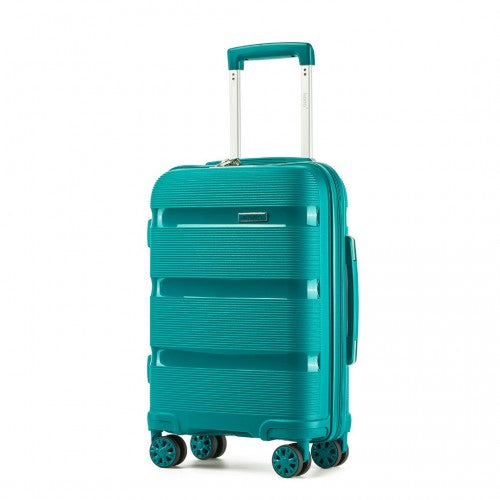 KSK2492 - Kono 19-Inch PP Hardshell Carry-On Suitcase–Lightweight Cabin Luggage with TSA Lock, 360° Silent Spinner Wheels - Blue and Green