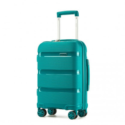 KSK2492 - Kono 19-Inch PP Hardshell Carry-On Suitcase–Lightweight Cabin Luggage with TSA Lock, 360° Silent Spinner Wheels - Blue and Green