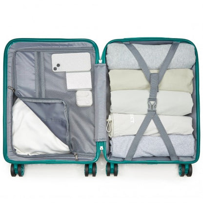 KSK2492 - Kono 19-Inch PP Hardshell Carry-On Suitcase–Lightweight Cabin Luggage with TSA Lock, 360° Silent Spinner Wheels - Blue and Green