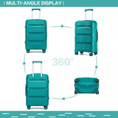 KSK2492 - Kono 19-Inch PP Hardshell Carry-On Suitcase–Lightweight Cabin Luggage with TSA Lock, 360° Silent Spinner Wheels - Blue and Green