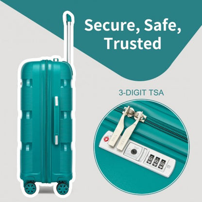 KSK2492 - Kono 19-Inch PP Hardshell Carry-On Suitcase–Lightweight Cabin Luggage with TSA Lock, 360° Silent Spinner Wheels - Blue and Green