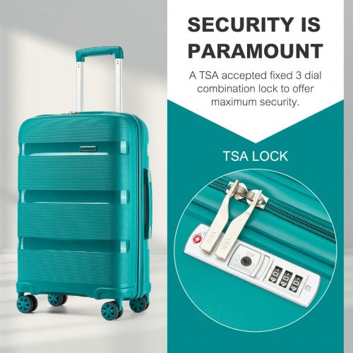 KSK2492 - Kono 24-Inch PP Hardshell Suitcase–Durable Checked Luggage with TSA Lock & 360° Spinner Silent Wheels - Blue and Green