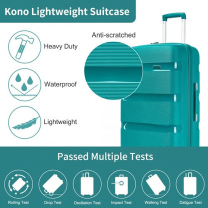 KSK2492 - Kono 24-Inch PP Hardshell Suitcase–Durable Checked Luggage with TSA Lock & 360° Spinner Silent Wheels - Blue and Green