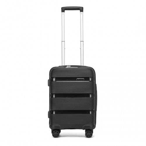 KSK2492 - Kono 19-Inch PP Hardshell Carry-On Suitcase–Lightweight Cabin Luggage with TSA Lock, 360° Silent Spinner Wheels - Black