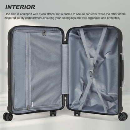 KSK2492 - Kono 24-Inch PP Hardshell Suitcase–Durable Checked Luggage with TSA Lock & 360° Spinner Silent Wheels - Black