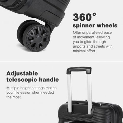 KSK2492 - Kono 24-Inch PP Hardshell Suitcase–Durable Checked Luggage with TSA Lock & 360° Spinner Silent Wheels - Black