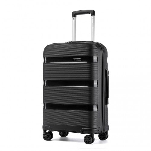 KSK2492 - Kono 24-Inch PP Hardshell Suitcase–Durable Checked Luggage with TSA Lock & 360° Spinner Silent Wheels - Black