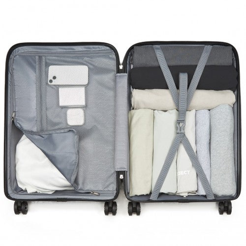 KSK2492 - Kono 24-Inch PP Hardshell Suitcase–Durable Checked Luggage with TSA Lock & 360° Spinner Silent Wheels - Black