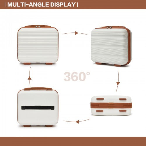 KSK2492 - Kono 12-Inch PP Hardshell Lightweight Vanity Case for Travel & Daily Use - Cream and Brown