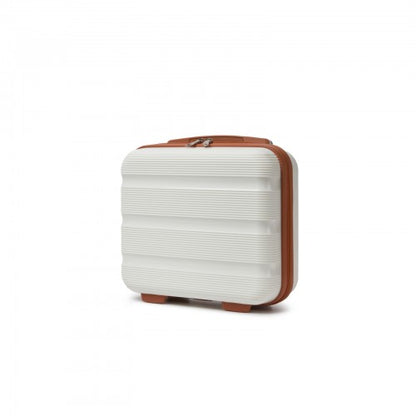 KSK2492 - Kono 12-Inch PP Hardshell Lightweight Vanity Case for Travel & Daily Use - Cream and Brown