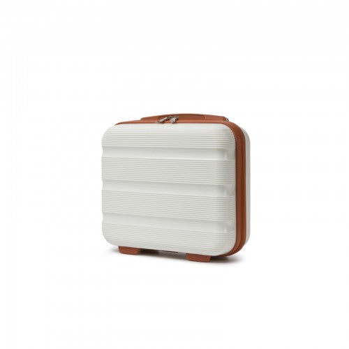 KSK2492 - Kono 12-Inch PP Hardshell Lightweight Vanity Case for Travel & Daily Use - Cream and Brown
