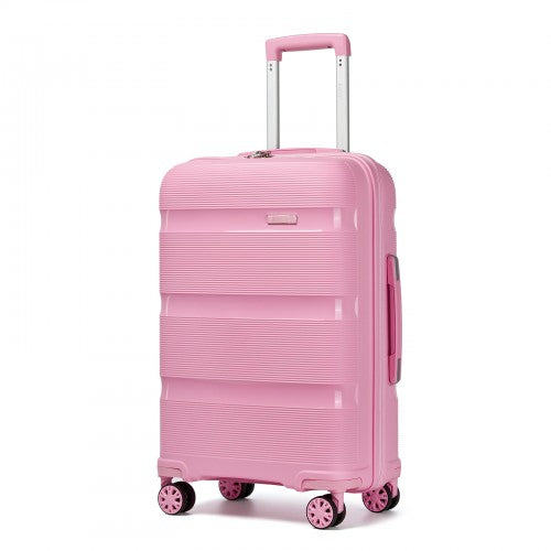 KSK2492 - Kono 24-Inch PP Hardshell Suitcase–Durable Checked Luggage with TSA Lock & 360° Spinner Silent Wheels - Pink