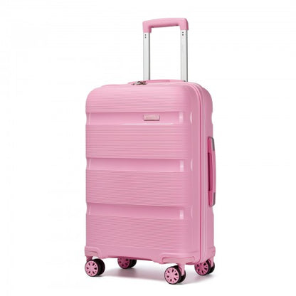 KSK2492 - Kono 24-Inch PP Hardshell Suitcase–Durable Checked Luggage with TSA Lock & 360° Spinner Silent Wheels - Pink