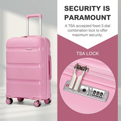KSK2492 - Kono 24-Inch PP Hardshell Suitcase–Durable Checked Luggage with TSA Lock & 360° Spinner Silent Wheels - Pink