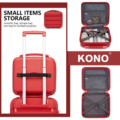 KSK2492 - Kono 12-Inch PP Hardshell Lightweight Vanity Case for Travel & Daily Use - Red