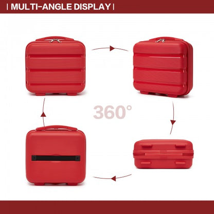 KSK2492 - Kono 12-Inch PP Hardshell Lightweight Vanity Case for Travel & Daily Use - Red