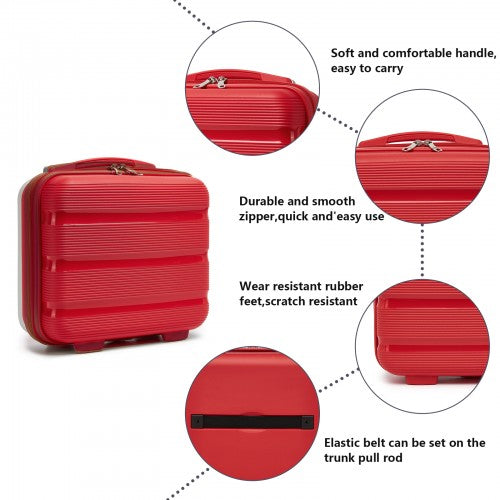 KSK2492 - Kono 12-Inch PP Hardshell Lightweight Vanity Case for Travel & Daily Use - Red