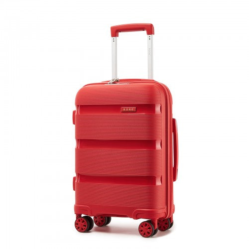 KSK2492 - Kono 19-Inch PP Hardshell Carry-On Suitcase–Lightweight Cabin Luggage with TSA Lock, 360° Silent Spinner Wheels - Red