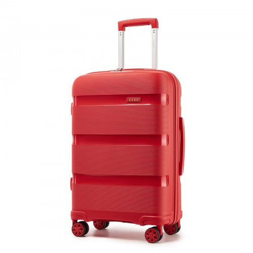 KSK2492 - Kono 24-Inch PP Hardshell Suitcase–Durable Checked Luggage with TSA Lock & 360° Spinner Silent Wheels - Red