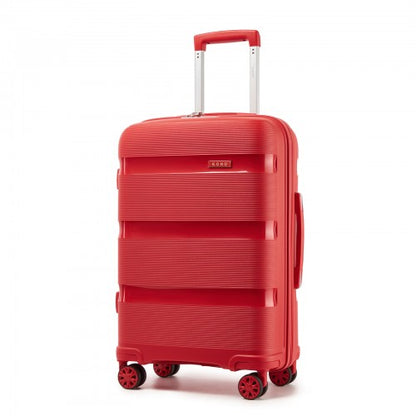 KSK2492 - Kono 24-Inch PP Hardshell Suitcase–Durable Checked Luggage with TSA Lock & 360° Spinner Silent Wheels - Red