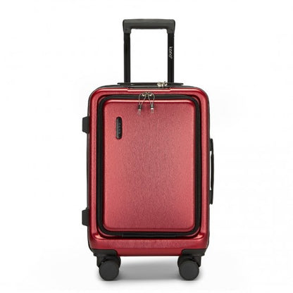 KSK2493 - Kono Durable ABS+PC 20 inch Carry-On Hardshell Suitcase with TSA Lock & Front Laptop Compartment - Burgundy