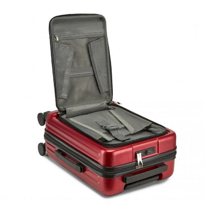 KSK2493 - Kono Durable ABS+PC 20 inch Carry-On Hardshell Suitcase with TSA Lock & Front Laptop Compartment - Burgundy