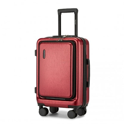 KSK2493 - Kono Durable ABS+PC 20 inch Carry-On Hardshell Suitcase with TSA Lock & Front Laptop Compartment - Burgundy