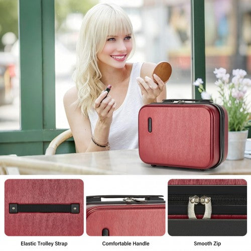 KSK2493 - Kono Durable ABS+PC Hardshell Luggage Set with TSA Lock 360° Spinner Wheels 4-Piece Set 20/24/28 And Vanity Case - Burgundy
