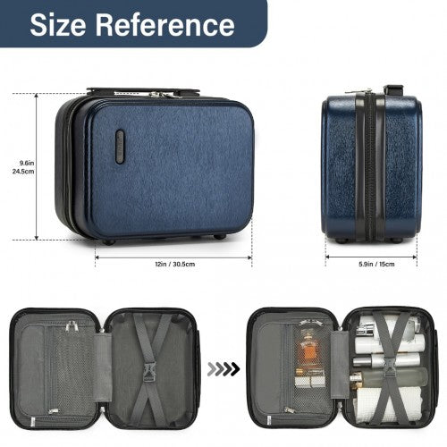 KSK2493 - Kono 12 inch Hard Shell Cosmetic Case – Durable Travel Makeup Organizer with YKK Zipper - Navy