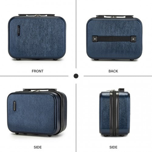 KSK2493 - Kono 12 inch Hard Shell Cosmetic Case – Durable Travel Makeup Organizer with YKK Zipper - Navy