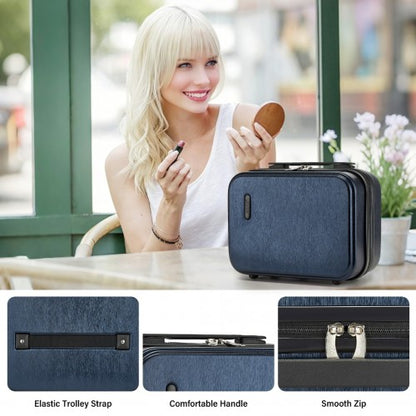 KSK2493 - Kono 12 inch Hard Shell Cosmetic Case – Durable Travel Makeup Organizer with YKK Zipper - Navy