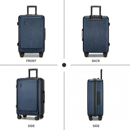 KSK2493 - Kono Durable ABS+PC Hardshell Luggage Set with TSA Lock 360° Spinner Wheels 4-Piece Set 20/24/28 And Vanity Case - Navy