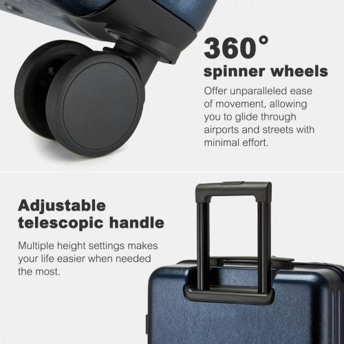 KSK2493 - Kono Durable ABS+PC Hardshell Luggage Set with TSA Lock 360° Spinner Wheels 4-Piece Set 20/24/28 And Vanity Case - Navy