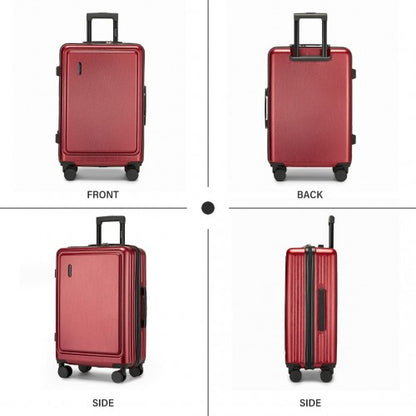 KSK2493 - Kono Durable 28 Inch ABS+PC Hardshell Suitcase with TSA Lock Lightweight Travel Luggage with 360° Spinner Wheels - Burgundy