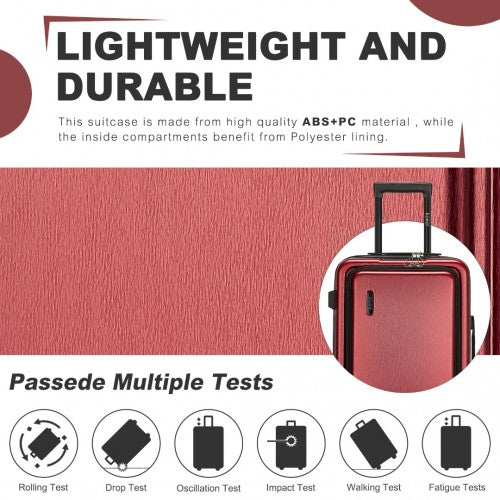 KSK2493 - Kono Durable 28 Inch ABS+PC Hardshell Suitcase with TSA Lock Lightweight Travel Luggage with 360° Spinner Wheels - Burgundy
