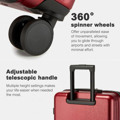 KSK2493 - Kono Durable 28 Inch ABS+PC Hardshell Suitcase with TSA Lock Lightweight Travel Luggage with 360° Spinner Wheels - Burgundy