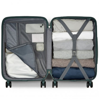 KSK2494 - Kono 20 Inch Cabin Size Minimalist Hard Shell ABS+PC Carry-On Suitcase with TSA Lock 360° Spinner Wheels - Military Green
