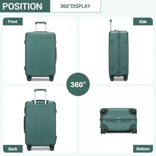 KSK2494 - Kono 20 Inch Cabin Size Minimalist Hard Shell ABS+PC Carry-On Suitcase with TSA Lock 360° Spinner Wheels - Military Green