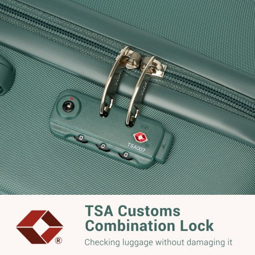 KSK2494 - Kono 28 Inch Minimalist Hard Shell ABS+PC Check-In Suitcase with TSA Lock 360° Spinner Wheels - Military Green