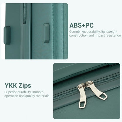 KSK2494 - Kono 28 Inch Minimalist Hard Shell ABS+PC Check-In Suitcase with TSA Lock 360° Spinner Wheels - Military Green