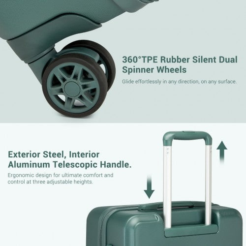 KSK2494 - Kono 28 Inch Minimalist Hard Shell ABS+PC Check-In Suitcase with TSA Lock 360° Spinner Wheels - Military Green