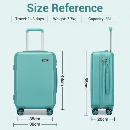KSK2494 - Kono 20 Inch Cabin Size Minimalist Hard Shell ABS+PC Carry-On Suitcase with TSA Lock 360° Spinner Wheels - Blue