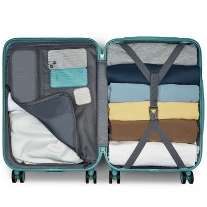 KSK2494 - Kono 20 Inch Cabin Size Minimalist Hard Shell ABS+PC Carry-On Suitcase with TSA Lock 360° Spinner Wheels - Blue