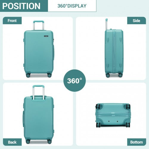 KSK2494 - Kono 20 Inch Cabin Size Minimalist Hard Shell ABS+PC Carry-On Suitcase with TSA Lock 360° Spinner Wheels - Blue