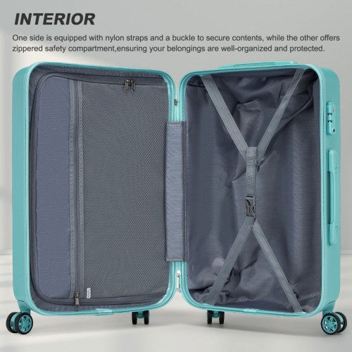 KSK2494 - Kono 24 Inch Minimalist Hard Shell ABS+PC Check-In Suitcase with TSA Lock 360° Spinner Wheels - Blue